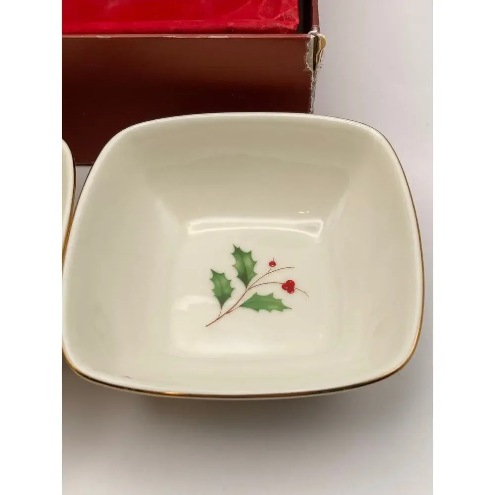 Lenox Holiday Holly Berry Dipping Bowls Set of 3 in Original Box *READ*